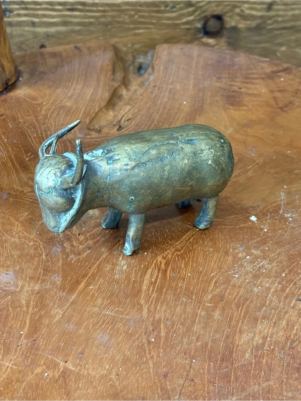 Vintage Brass Bull / Ox Figurine – Aged Patina – Unique Decor